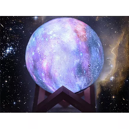 Dekoratīvā Nakts lampa 3D Mēness ar Pulti - 16 krāsas