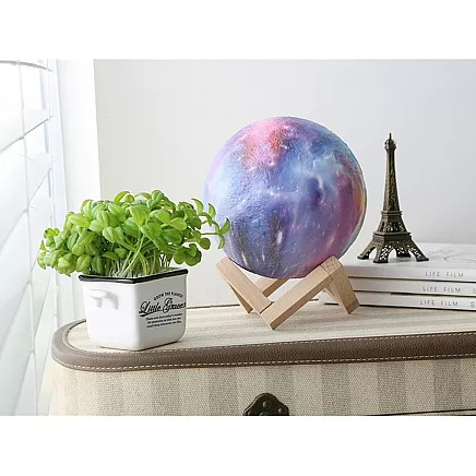 Dekoratīvā Nakts lampa 3D Mēness ar Pulti - 16 krāsas