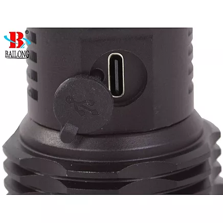 Bailong spēcīgais taktiskais LED lukturis XHP50 ar tālummaiņu un USB uzlādi