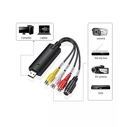 USB video uztvērējs VHS kasešu digitalizēšanai AV adapteris