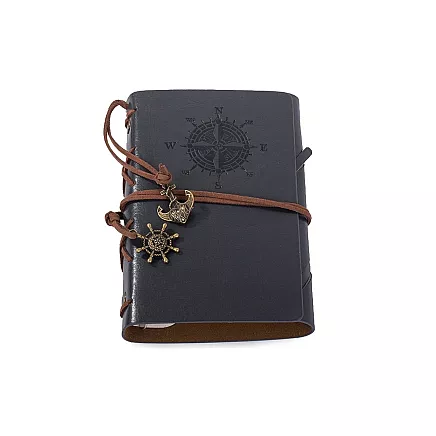 Ceļotāja piezīmju grāmata – retro dienasgrāmata, pelēka