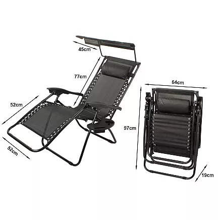 Garden sun lounger beach folding canopy gravity