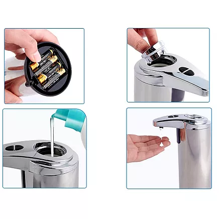 Bezkontakta Automātiskais Šķidro Ziepju Dozators ar Kustības Sensoru, 200 ml