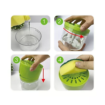 Dishwashing liquid dispenser sponge dispenser