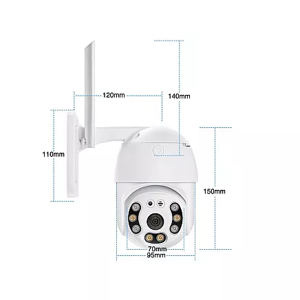 Rotējoša Āra IP WiFi Videonovērošanas Kamera ar Mikrofonu Full HD Zoom