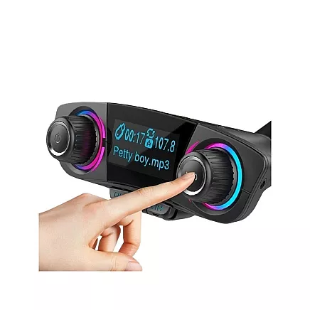 Bluetooth USB 5.0 Multifunctional Car Charger and Bluetooth Player FM Transmitter, 8in1