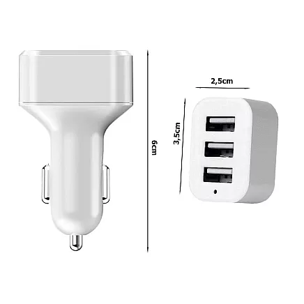 Car car charger for cigarette lighter sockets 3xusb