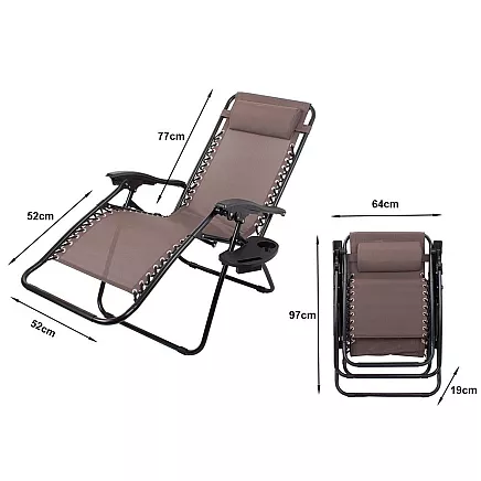 Garden lounger beach chair folding gravity zero