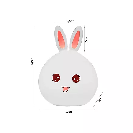 Ar Baterijām Darbināma Bērnu Silikona LED RGB Gaisma Nakts Lampa, Zaķis