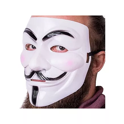 Gaja Foksa maska Anonymous V for Vendetta Helovīnam, balta