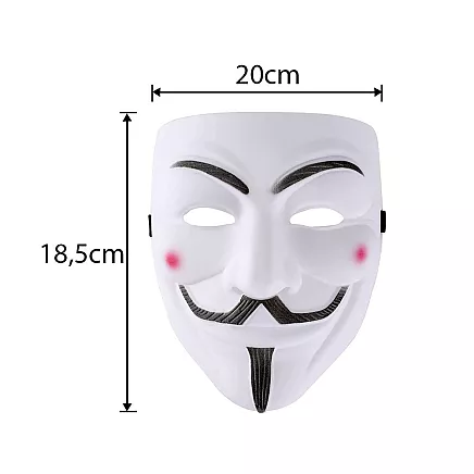 Gaja Foksa maska Anonymous V for Vendetta Helovīnam, balta