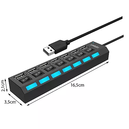 Splitter hub usb port splitter 7x usb 2.0