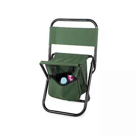 Tūrisma makšķerēšanas krēsls ar atzveltni un saliekamo somu