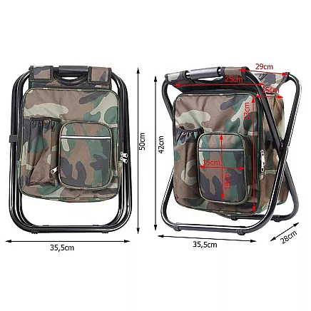 Saliekamais Makšķerēšanas Krēsls ar Mugursomu 3in1