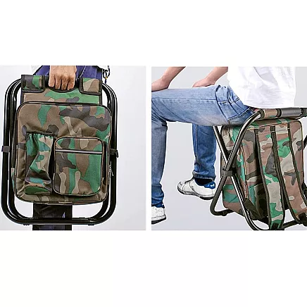 Saliekamais Makšķerēšanas Krēsls ar Mugursomu 3in1