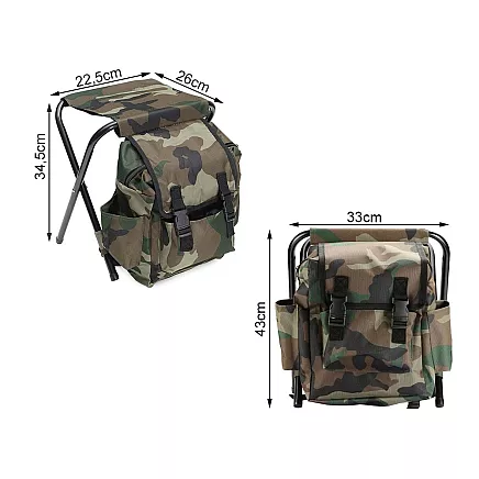 Saliekamais makšķerēšanas krēsls ar mugursomu 3in1