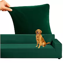 Elastīgs velūra stūra dīvāna pārvalks Ruhhy 26032, 145-185 cm, zaļš