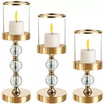 Stikla svečturu komplekts 3 gab. Ruhhy 26487, zelta