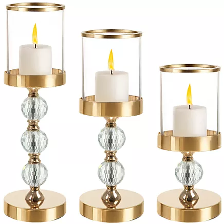 Candlestick - lantern set 3 pcs gold Ruhhy 26487