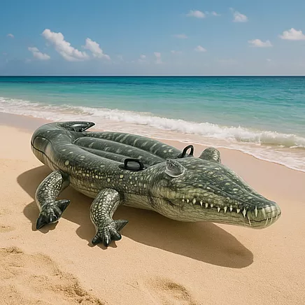 Uzpūšamais peldmatracis bērniem Intex 57551, krokodils, 170x86 cm, zaļš