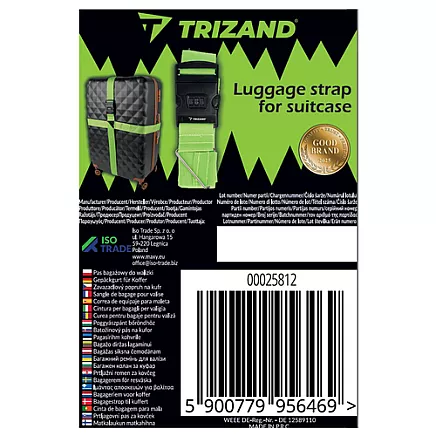 Regulējama bagāžas josta ar koda slēdzeni Trizand 25812, 3.9 m, spilgti zaļa