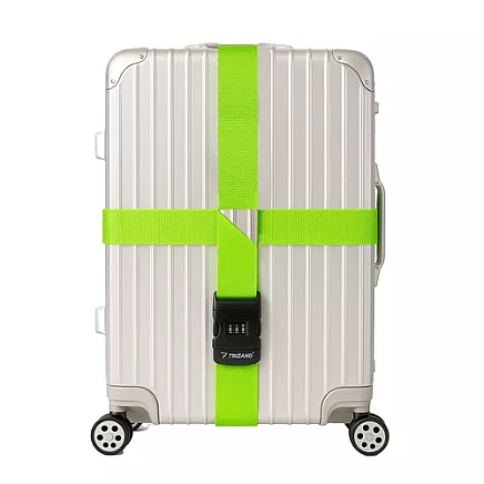 Regulējama bagāžas josta ar koda slēdzeni Trizand 25812, 3.9 m, spilgti zaļa