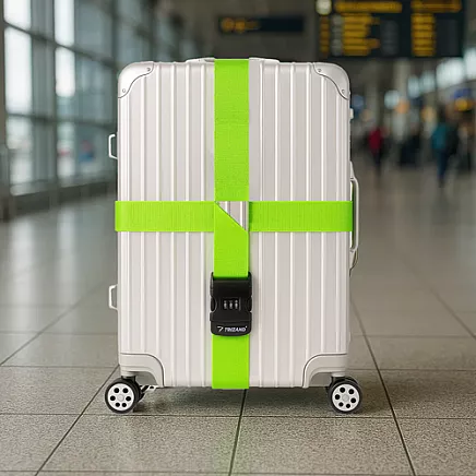 Regulējama bagāžas josta ar koda slēdzeni Trizand 25812, 3.9 m, spilgti zaļa