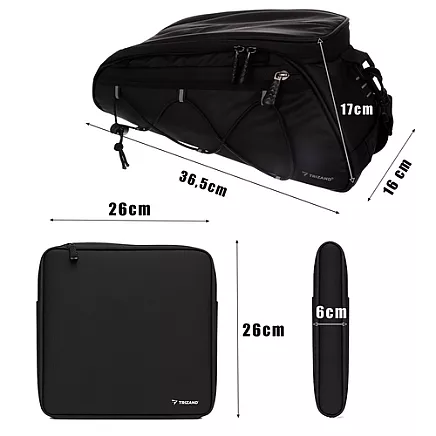 Trizand 25516 velosomu komplekts bagāžniekam, ūdensizturīgs, 16 l, melns