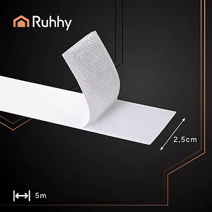 Self-adhesive Velcro white 5m x 2.5cm Ruhhy 25999