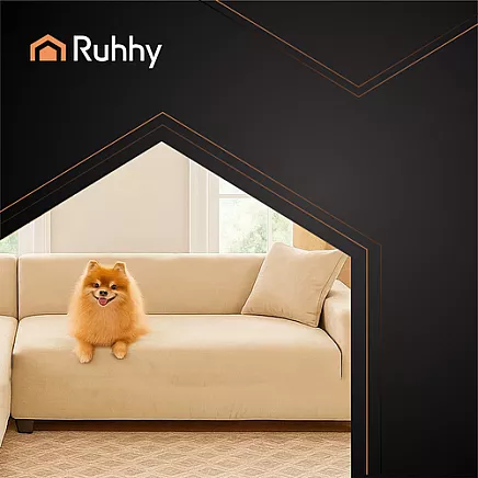 Elastīgs stūra dīvāna pārvalks Ruhhy 26031, 145-185 cm, bēšs