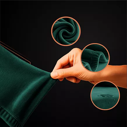 Elastīgs velūra stūra dīvāna pārvalks Ruhhy 26032, 145-185 cm, zaļš