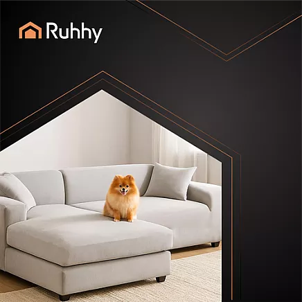Elastīgs velūra stūra dīvāna pārvalks Ruhhy 190-230cm 26182, gaiši pelēks