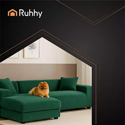 Elastīgs stūra dīvāna pārvalks Ruhhy 26183, 190-230 cm, tumši zaļš