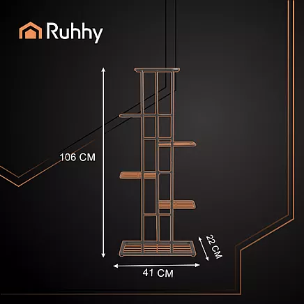 Daudzlīmeņu metāla puķu statīvs Ruhhy 26040, 106 cm, melns