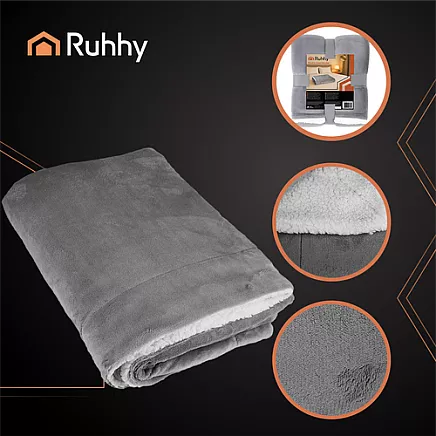 Mīksts divpusējs pleds gultas pārklājs Ruhhy 150x200 cm, tumši pelēks