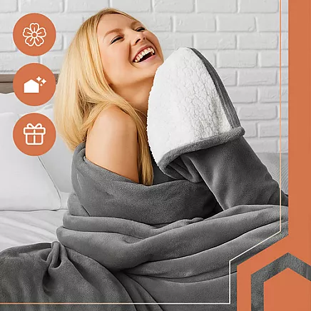 Mīksts divpusējs pleds gultas pārklājs Ruhhy 150x200 cm, tumši pelēks