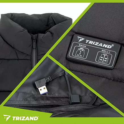 Apsildāmā veste Trizand 26542 ar USB, 11 sildīšanas zonas, XL