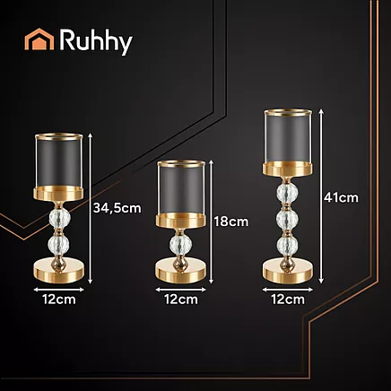 Candlestick - lantern set 3 pcs gold Ruhhy 26487