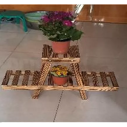 Stāvvietu koka puķu kastes podi divstāvu plaukts