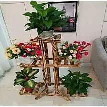 Trīslīmeņu koka puķu podu plaukts, statīvs, augu un mājas dekora stends, 98cm