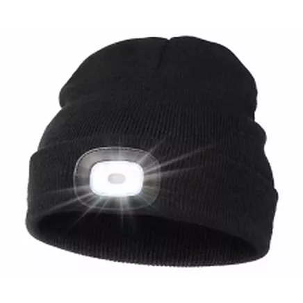 AUTUMN WINTER HAT WITH LED TORCH BLACK USB 3 LIGHT MODES