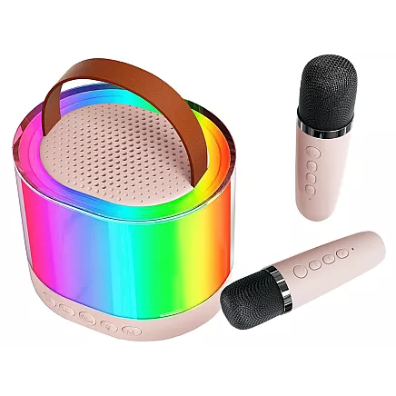 Karaoke set 2x wireless microphone portable bluetooth speaker rgb