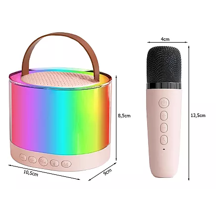 Karaoke set 2x wireless microphone portable bluetooth speaker rgb