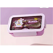 Pusdienu kaste ar nodalījumiem un galda piederumiem skolai un darbam, violeta