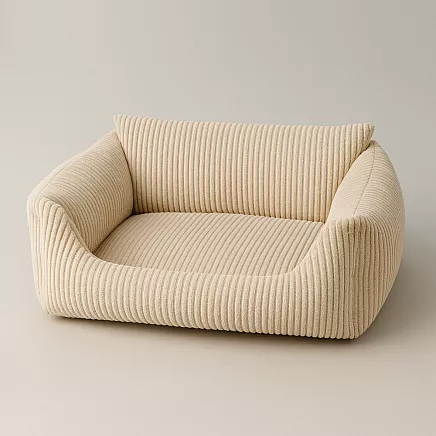 PET BED CORDUROY BEIGE S (10)