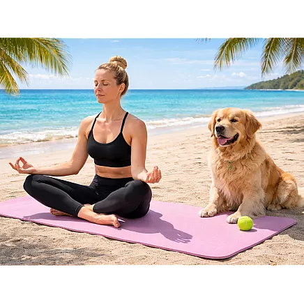 Yoga, pilates, fitness and gymnastics exercise mat with handle – 183cm