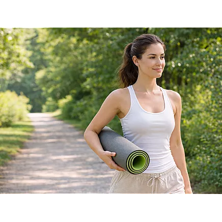 Коврик для йоги, пилатеса, фитнеса и гимнастики с ручкой, 183 см