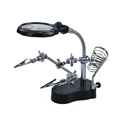 Trešā roka lodēšanas rokturis montāžas rokturis lupas krokodilu skavas led