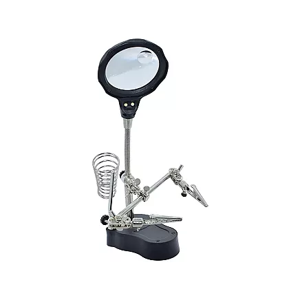 Trešā roka lodēšanas rokturis montāžas rokturis lupas krokodilu skavas led