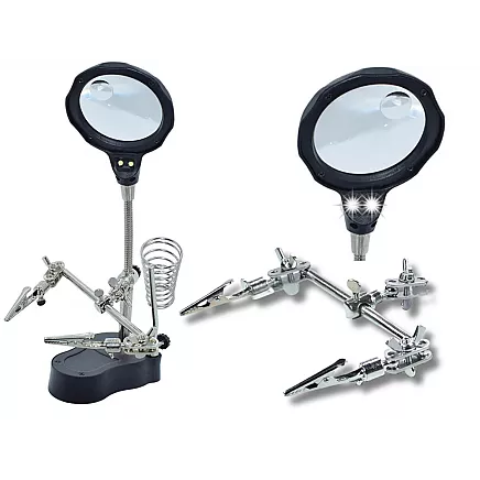 Trešā roka lodēšanas rokturis montāžas rokturis lupas krokodilu skavas led